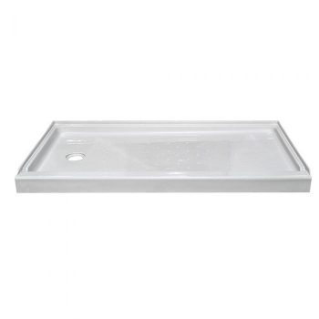 Bathroom & Kitchen 9 27 x 54 Lyons Shower Pan Fiberglass – LH Drain, White
